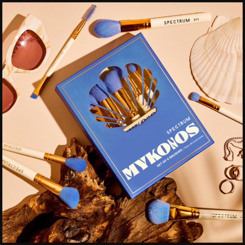 🙌 2/$55 NIB Spectrum Mykonos Set of 6 Brushes Travel Book Makeup